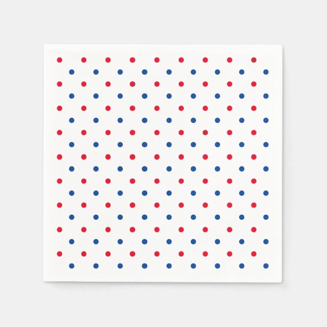 Patriotic red white blue polka dot pattern holiday napkin (Front)