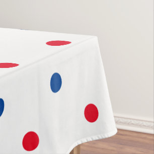 Patriotic red white blue polka dot pattern holiday tablecloth