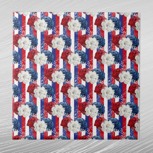 Patriotic Red White Blue Roses Stripe Floral Ceramic Tile