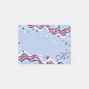 Patriotic Red White Blue Spangled Banner Stars Post-it Notes