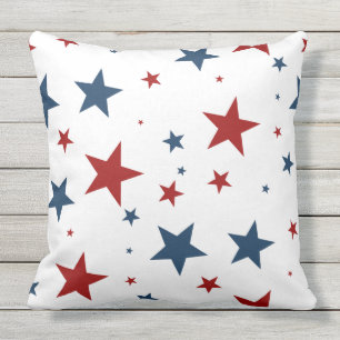 Patriotic Red White Blue Star Pattern Cushion