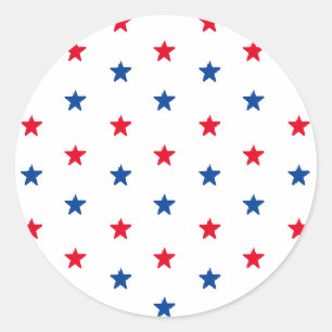 Patriotic red white blue stars American holiday Classic Round Sticker