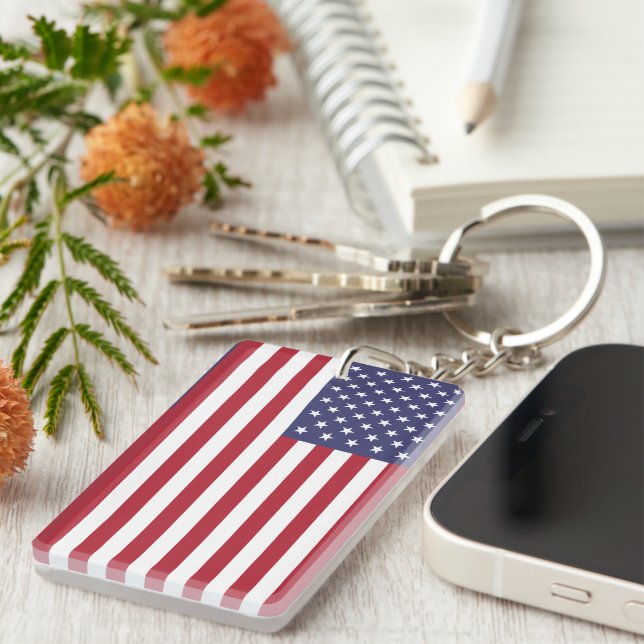 Patriotic Red White Blue Stars And Stripes Flag Key Ring (Front Right)