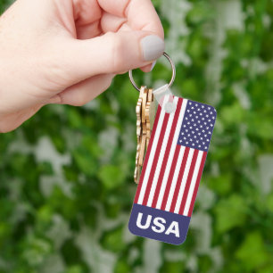 Patriotic Red White Blue Stars And Stripes Flag Key Ring