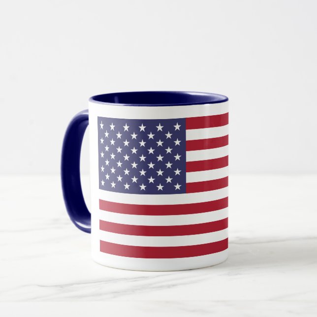 Patriotic Red White Blue Stars And Stripes Flag Mug (Front Left)