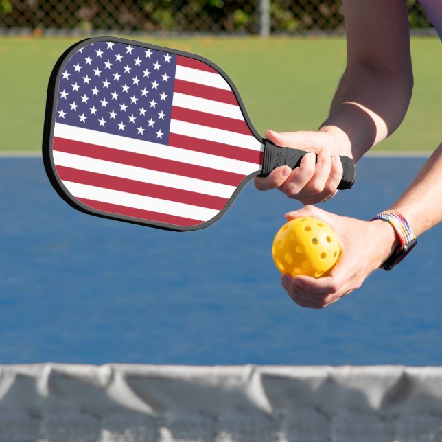 Patriotic Red White Blue Stars And Stripes Flag Pickleball Paddle (Insitu)