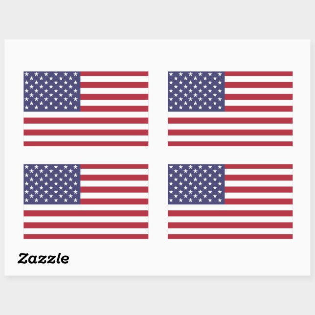 Patriotic Red White Blue Stars And Stripes Flag Rectangular Sticker (Sheet)