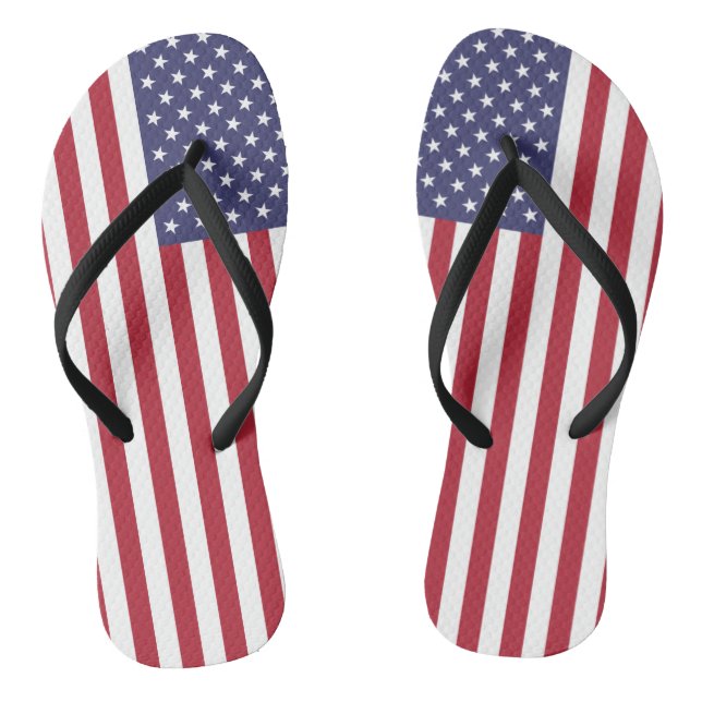 Patriotic Red White Blue Stars And Stripes Flag Thongs (Footbed)