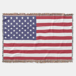 Patriotic Red White Blue Stars And Stripes Flag Throw Blanket