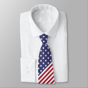 Patriotic Red White Blue Stars And Stripes Flag Tie