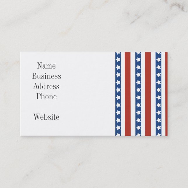 Patriotic Red White Blue Stars and Stripes Freedom Business Card (Front)