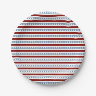 Patriotic Red White Blue Stars and Stripes  Paper Plate