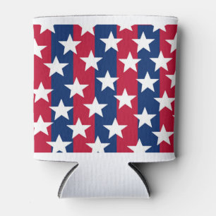 Patriotic Red White Blue Stars Can Cooler