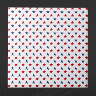 Patriotic Red White Blue Stars Ceramic Tile