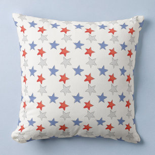 Patriotic Red White Blue Stars Cushion