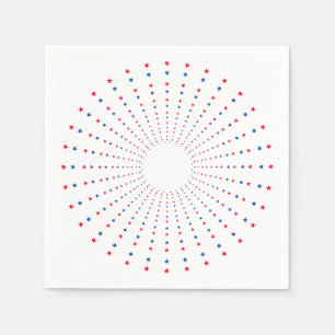 Patriotic red white blue stars fireworks festive napkin