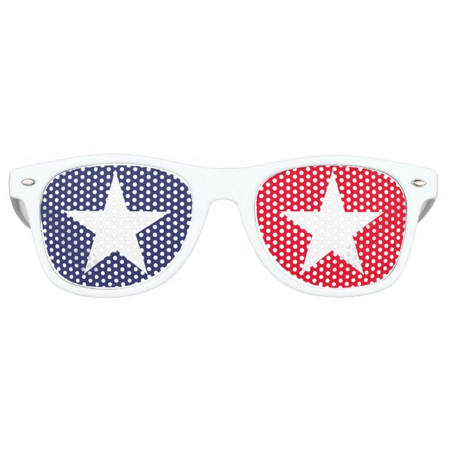 Patriotic red white blue stars Fourth of July  Retro Sunglasses (Front)