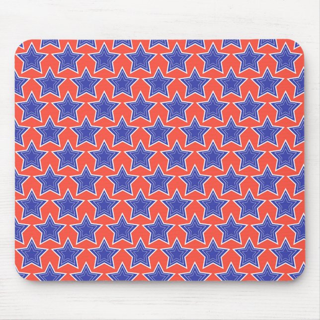 PATRIOTIC RED WHITE BLUE STARS MOUSE PAD (Front)