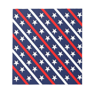 patriotic red white blue stars notepad