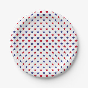 Patriotic Red White Blue Stars Paper Plate