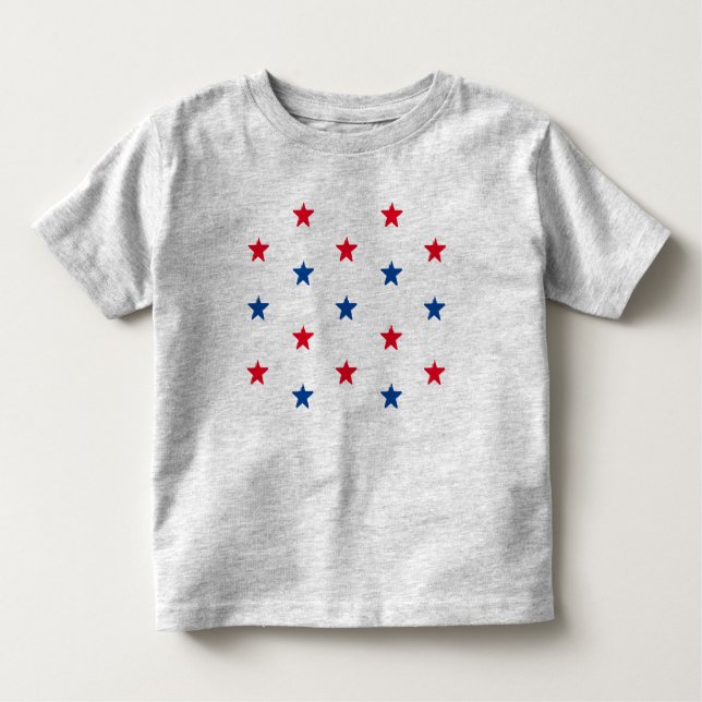 Patriotic red white blue stars pattern 4th of July Toddler T-Shirt (Front)