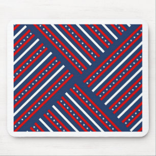 patriotic red white blue stars pattern mouse pad