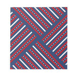 patriotic red white blue stars pattern notepad