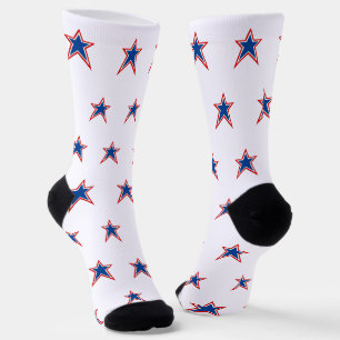 Patriotic Red White Blue Stars Socks