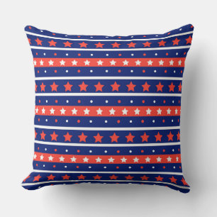 PATRIOTIC RED WHITE BLUE STARS & STRIPES CUSHION