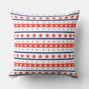 PATRIOTIC RED WHITE BLUE STARS & STRIPES CUSHION