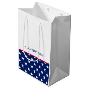 Patriotic Red White Blue Stars Stripes  Medium Gift Bag