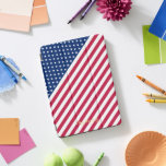 Patriotic Red White Blue Stars Stripes Monogrammed iPad Pro Cover<br><div class="desc">The all American, Stars and Stripes, Old Glory, Star-Spangled Banner, custom, personalised, beautiful elegant faux gold typography script name monogram / initials, patriotic, america USA flag, monogrammed, cool, magnetic iPad smart cover that folds into multiple stand positions and features grey microfiber interior that helps protect your screen, and wake /...</div>