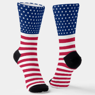 Patriotic Red White Blue Stars Stripes Monogrammed Socks