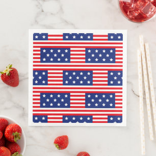 PATRIOTIC RED WHITE BLUE STARS & STRIPES NAPKIN