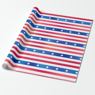 Patriotic Red White Blue Stars Stripes USA America Wrapping Paper