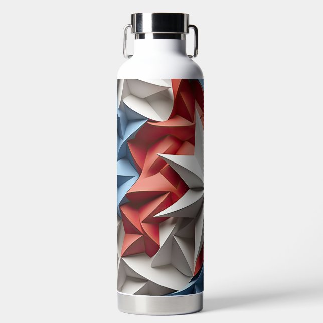 PATRIOTIC RED WHITE BLUE STARS WATER BOTTLE (Front)