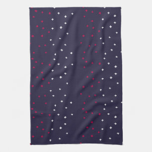 Patriotic red white & blue Swiss cross plus sign Tea Towel