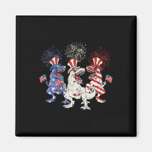 Patriotic Red White Blue T Rex Dinosaur Firework 4 Magnet