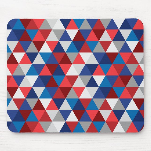 PATRIOTIC RED WHITE BLUE TRIANGLE PATTERN MOUSE PAD (Front)