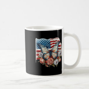 Patriotic Red White Blue Usa Flag Butterfly 4th Of Coffee Mug