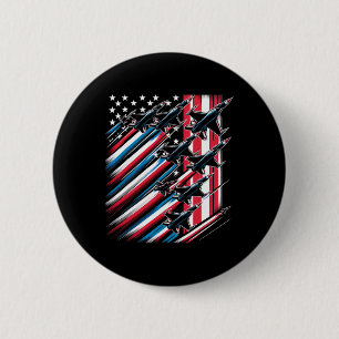 Patriotic Red White Blue Usa Flag Fighter Jets 4th 6 Cm Round Badge