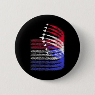 Patriotic Red White Blue Usa Flag Fighter Jets 4th 6 Cm Round Badge