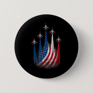 Patriotic Red White Blue Usa Flag Fighter Jets 4th 6 Cm Round Badge