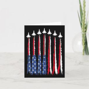 Patriotic Red White Blue Usa Flag Fighter Jets 4th Card