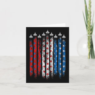 Patriotic Red White Blue Usa Flag Fighter Jets 4th Card
