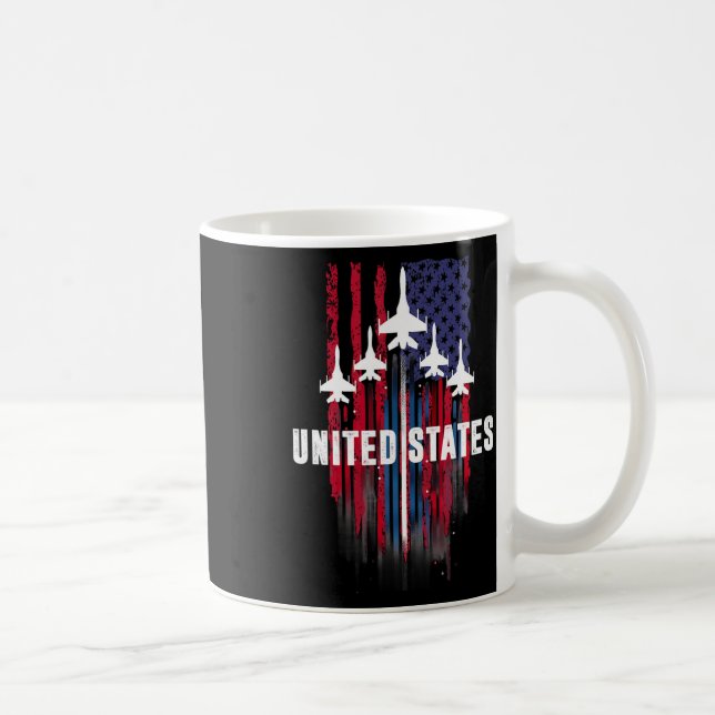 Patriotic Red White Blue Usa Flag Fighter Jets 4th Coffee Mug (Right)