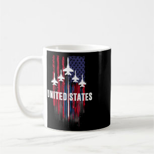 Patriotic Red White Blue Usa Flag Fighter Jets 4th Coffee Mug
