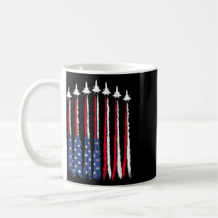 Patriotic Red White Blue Usa Flag Fighter Jets 4th Coffee Mug