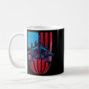 Patriotic Red White Blue Usa Flag Fighter Jets 4th Coffee Mug