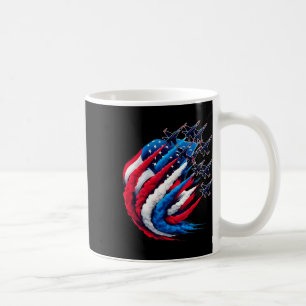 Patriotic Red White Blue Usa Flag Fighter Jets 4th Coffee Mug